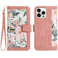 Miniatyrbild 1 av 11: iPhone 15 Pro Max Plånboksfodral Flower Pattern - Rosa
