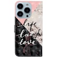 Miniatyrbild 3 av 8: iPhone 14 Pro Plånboksfodral 3D Pattern - Svart Marble Svart