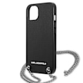 Miniatyrbild 6 av 8: Karl Lagerfeld iPhone 13 mini Halsbandskal Läder Textured and Chain - Svart Svart