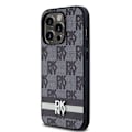 Miniatyrbild 2 av 8: DKNY iPhone 15 Pro Mobilskal Läder Checkered Mono Pattern Svart