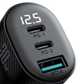 Miniatyrbild 5 av 11: Joyroom Billaddare 30W 2x USB-C USB-A med Display - Svart Svart