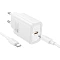 Pikkukuva 1 / 4: Hoco Väggladdare Type C Plus USB-C Till USB-C Kabel 20W - Vit Vit