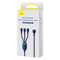 Miniatyrbild 10 av 10: Baseus 3in1 Flash Series USB-C/Micro-USB/Lightning 66W 480Mb/s 1.2m - Blå