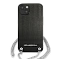 Miniatyrbild 3 av 8: Karl Lagerfeld iPhone 13 mini Halsbandskal Läder Textured and Chain - Svart Svart