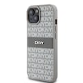 Miniatyrbild 2 av 8: DKNY iPhone 15/14 Plus Mobilskal Läder Mono Stripe & Metal Logo Beige