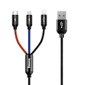 Miniatyrbild 1 av 5: BASEUS 3In1 USB-C & Lightning & Micro-Usb Kabel 120 cm Svart Svart