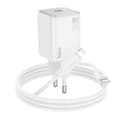 Miniatyrbild 2 av 5: Hoco Väggladdare 20W Type C + Kable USB-C till Lightning Kabel 1m - Vit Vit