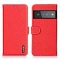 Miniatyrbillede 1 af 8: KHAZNEH Litchi ægte læder pungetui Google Pixel 6 - Rød Red