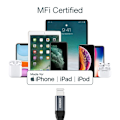 Miniatyrbild 4 av 7: Choetech USB-C till Lightning kabel MFi 1.2m lång - Svart Svart