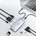 Miniatyrbild 2 av 5: Choetech 9in1 Multifunktionell HUB 3 x USB Till USB-C - Grå