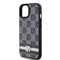 Miniatyrbild 6 av 8: DKNY iPhone 15/14/13 Mobilskal Läder Checkered Mono Pattern Svart