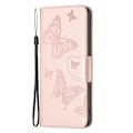 Miniatyrbild 2 av 7: iPhone 14 Pro Max Plånboksfodral Butterflies Imprinted - Rosa Guld