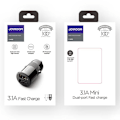 Miniatyrbillede 5 af 5: Joyroom 3.1 A dual port smart biloplader Sort Black