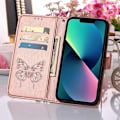 Miniatyrbild 5 av 9: iPhone 14 Plånboksfodral Butterfly Flower Imprinted - Rosa Guld