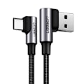Miniatyrbild 3 av 11: Ugreen USB-C till USB-A kabel vinklad snabbladdning QC 3.0 1m grå