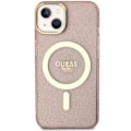Miniatyrbild 3 av 8: Guess iPhone 14 Plus Mobilskal MagSafe Glitter Guld - Rosa