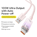 Miniatyrbild 2 av 4: Baseus USB-C till USB-A kabel 2m 100W - Rosa