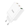 Pikkukuva 4 / 7: Hoco Väggladdare 35W 2xType C + USB A N33 - Vit Vit