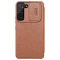 Miniatyrbild 3 av 7: Nillkin Galaxy S22 Plus Plånboksfodral Qin Läder Pro Holster Flip - Brun