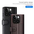 Miniatyrbild 9 av 11: iPhone 15 Plus Plånboksfodral Äkta Läder Anti-Dust - Brun