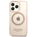 Miniatyrbild 3 av 8: GUESS iPhone 13 Pro Max Skal MagSafe Gold Outline Translucent - Rosa