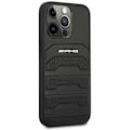 Miniatyrbild 4 av 8: AMG iPhone 14 Pro Max Skal Läder Debossed Lines - Svart Svart