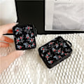 Miniatyrbild 7 av 7: Airpods Pro 2 Skal TPU Läder Floral - Svart/Blå Svart