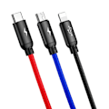 Miniatyrbild 2 av 8: Baseus 3in1 USB-A till USB-C, Lightning, microUSB kabel 3.5A 0.3m Svart