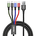 Pikkukuva 1 / 8: BASEUS Lightning / 2x USB Type C / micro USB -kaapeli 3.5A 1.2m musta