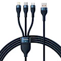 Miniatyrbild 1 av 5: Baseus 3in1 USB-A till USB-C, Lightning, microUSB kabel 100W 1.2m