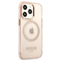Miniatyrbild 4 av 8: GUESS iPhone 13 Pro Max Skal MagSafe Gold Outline Translucent - Rosa
