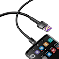 Miniatyrbild 4 av 6: Baseus Cafule USB-C till USB-A kabel 40W 1m - Svart/Grå Svart