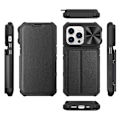 Miniatyrbild 10 av 10: iPhone 14 Pro Max Plånboksfodral PU Läder Shockproof  - Svart Svart