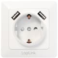 Miniatyrbillede 1 af 7: LogiLink Vägguttag 230V med 2xUSB 2.1A Vit
