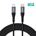 Miniatyrbild 3 av 7: Choetech USB-C till Lightning kabel MFi 1.2m lång - Svart Svart