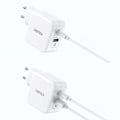 Miniatyrbild 2 av 4: Choetech Väggladdare USB-A Till USB-C 65W - Vit
