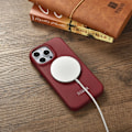 Miniatyrbild 10 av 11: iCarer iPhone 14 Pro Plånboksfodral Magsafe CE Läder - Röd