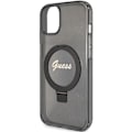 Miniatyrbild 6 av 8: Guess iPhone 15/14 Plus Mobilskal Magsafe Ringställ Script Glitter - Svart Svart