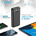 Miniatyrbild 11 av 11: VEGER Powerbank 30000 mAh PD QC 3.0 3A 20W L30 - Svart
