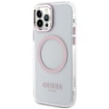 Miniatyrbild 2 av 8: Guess iPhone 12 Pro/12 Mobilskal Magsafe Metall Outline - Rosa