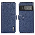 Pikkukuva 1 / 8: KHAZNEH Litchi aito nahkainen lompakkokotelo Google Pixel 6 - sininen Blue
