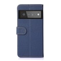 Miniatyrbillede 3 af 8: KHAZNEH Litchi ægte læder pungetui Google Pixel 6 - Blå Blue