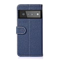 Pikkukuva 3 / 8: KHAZNEH Litchi aito nahkainen lompakkokotelo Google Pixel 6 - sininen Blue