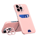 Miniatyrbild 2 av 11: Galaxy S23 Plus Mobilskal Korthållare Läder Kickstand - Rosa