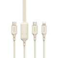 Miniatyrbild 1 av 4: Dudao 2in1 USB-C till USB-C, lightning  Kabel 1.2m - Beige Beige