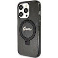 Miniatyrbild 2 av 8: Guess iPhone 15 Pro Mobilskal Magsafe Ringställ Script Glitter Svart