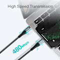 Miniatyrbild 3 av 9: Choetech USB-C till Lightning kabel MFi 480Mb/s 3A 2m Svart