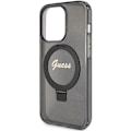 Miniatyrbild 6 av 8: Guess iPhone 15 Pro Mobilskal Magsafe Ringställ Script Glitter Svart