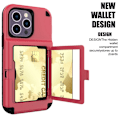 Miniatyrbild 2 av 7: iPhone 14 Pro Max Skal Korthållare Mirror Kickstand - Röd