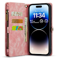 Miniatyrbild 3 av 9: CASEME iPhone 14 Pro Max Plånboksfodral Äkta Läder Detachable - Rosa